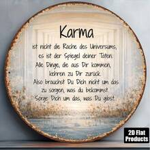 1pc 8*8in/20x20cm 2D Flat Round Aluminum Sign, Vintage Karma Aluminum Plaque, Cause And Effect Decorative Sign, Suitable For Living Room, Study, Cafe Decor Or Gift. German - View 4