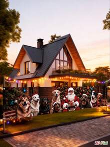 1pc Christmas Banner With Santa Claus And Dogs Pattern, Merry Christmas Decorative Banner, 200*40cm Polyester Christmas Hanging Front Door Banner, Welcome Porch Sign, Merry Christmas Decoration, Xmas Decoration, Christmas Decoration, Holiday Party Decoration, Garden Yard Holiday Fence Decoration, Christmas Photo Booth Backdrop Decoration, Winter Home Decor, Indoor Outdoor Decoration, New Year Decoration - Christmas a - View 10