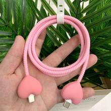 4pcs Heart Apple 15/16 Data Cable Protector Silicone Charging Cable Double Small Head Cable Sleeve Anti-Breakage Cable Organizer - Multicolor - View 8