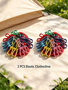 2PCS.4PCS Retractable Windproof Clothesline With 18 Metal Clips, Portable Travel Laundry Drying Line, Suitable For Outdoor Travel Camping - Multicolor - View 4