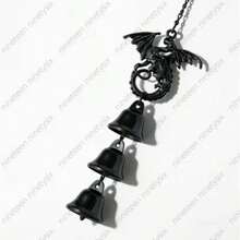 1pc Black Dragon Metal Wind Chime, Dark Style Design, With 3 Matching Metal Bells, Suitable For Halloween Outdoor Decoration, Create Eerie Atmosphere, Ideal Halloween/Thanksgiving Gift - Multiple Styles - View 9