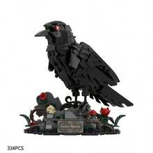 334PCS Dark Night Crow Building Block Set, Exquisite Collectible 3D Model, Suitable For Home Decor, Office Desk Ornament, Halloween Gift/Christmas Gift/Birthday Gift/Holiday Gift - Multicolor - View 6