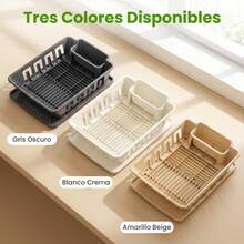 Escurridor de Vajilla Multifuncional FICZOY, Organizador de Platos y Cubiertos con Bandeja de Drenaje, 3 Tonos de Color para Encimera de Cocina - Ver 7