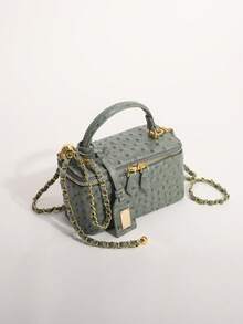 Tie-Dye Polka Dot Handheld Box Bag Versatile Zipper Small Square Bag Chain Shoulder Crossbody Bag Suitable For Commuting And Shopping - Green - View 3