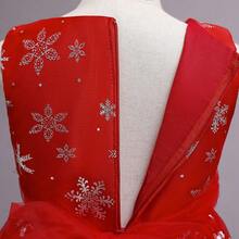 Tween Girl Snowflake Sequin Princess Dress Birthday Party Christmas Holiday Party Stage Performance Evening Gown - Red - View 9