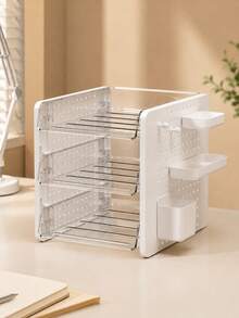 1 buah Organizer File Meja Multi-Layer, Rak Penyimpanan Dokumen Papan Berlubang yang Dapat Disesuaikan dengan Baki Tarik Transparan dan Tempat Pena Samping, Kotak Penyimpanan Alat Tulis, Buku, Perlengkapan Kantor, Cocok untuk Asrama Mahasiswa dan Kantor - MultiWarna - View 12