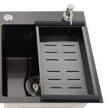Kitchen Sink Double Bowl 304 Stainless Steel Black With Overflow Soap Dispenser - Default - View 10