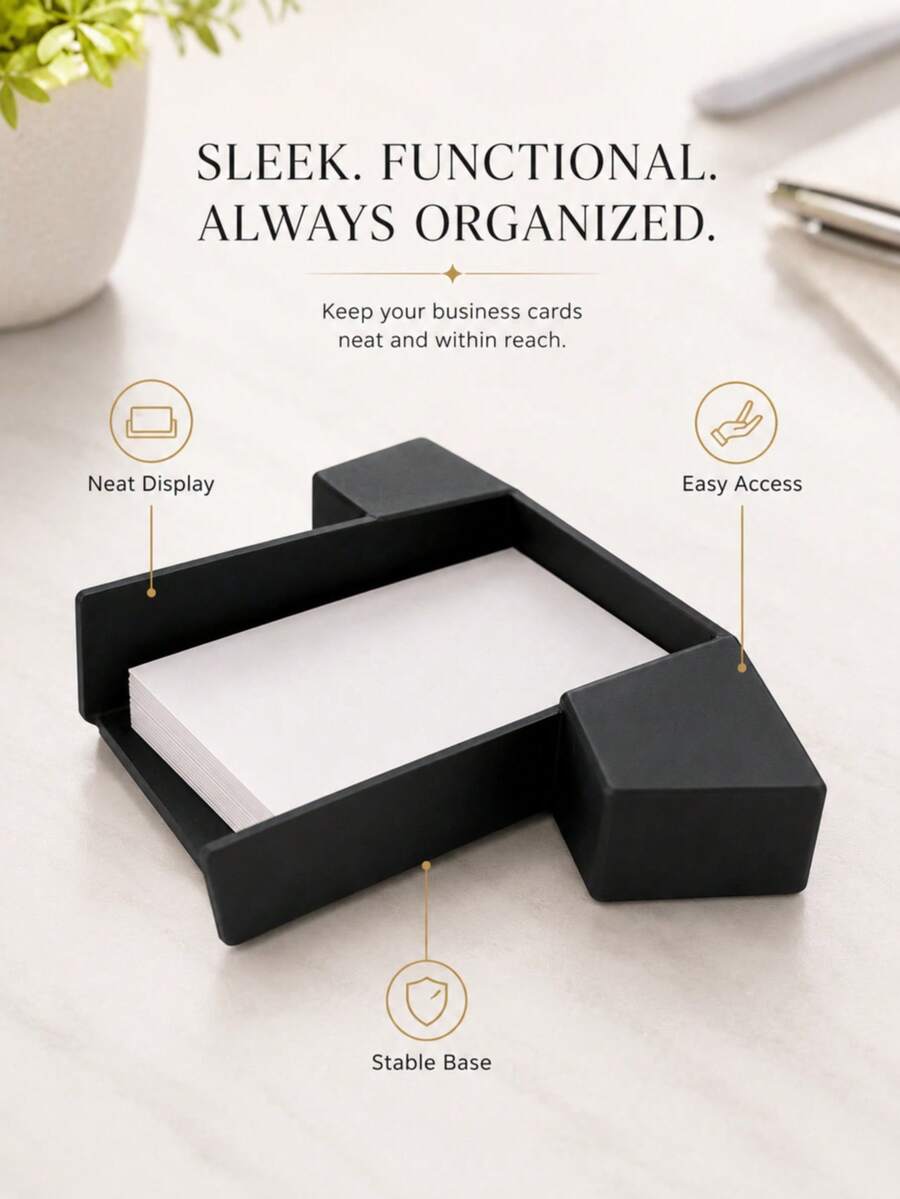 1/3/5pcs Geometric Clothing-Shaped Business Card Holder, Black Desktop Business Card Storage Tray, Suitable For Office Desk, Reception Desk, Clothing Factory, Conference Room And Home Office Area Business Card Display Rack, Convenient Access Business Card Storage Supplies, Stable And Wide Base, Modern Style Desktop And Drawer Organizer Accessories - Multicolor - View 1