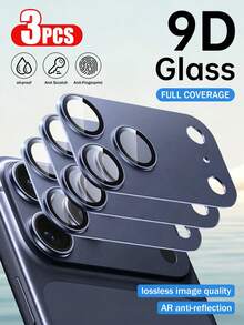 Yezodawee Camera Lens Protector Film For IPhone 17 Pro Max/17 Pro, Shatter-Resistant, Strong Adhesion, Compatible With Phone Cases, Metal Tempered Glass Rear Camera Screen Protector, 4 Colors Available (Blue/Silver/Orange/Transparent) - 3PCS - View 2