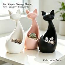 1pc 3D Printed Cat Storage Decor, Tall Vertical Hollow Cat Statue, Entryway Decoration, Luxury Minimalist Key Holder, Modern Animal Sculpture Large Storage Tray For Living Room - Multicolor - View 5