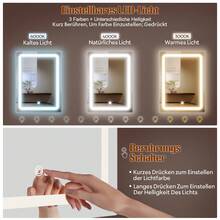 Devoko Dressing Table With LED Lighting, 3 Colors With Adjustable Brightness, Dressing Table With Mirror For Make-Up, Cosmetic Table With Adjustable Shelves, 2 Drawers, Modern, White - White - View 6