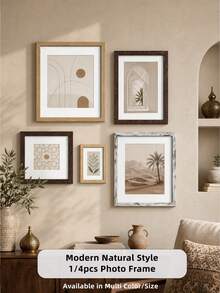 1/4pcs Modern Natural Photo Frames With Mat For 5x7/12x12/12x16, Delicate Texture, Easy Match Color, Perfect For Gallery Wall Decor/Living Room/Office - Modern Natural Style - View 4