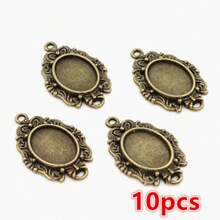 10pcs 10x14mm Inner Size Antique Silver Plated Bronze Classic Flower Style Cameo Cabochon Base Setting Pendant Necklace Findings - 10x14mm - View 5