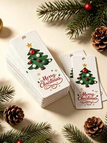 [Christmas]1/48/96pcs Christmas Decorative Hanging Tags (Includes 10m Jute Rope) Christmas Tree & Star Pattern Tags, Suitable For Christmas Decoration And Holiday Celebration - Multi-color (includes Hemp Rope) - View 3