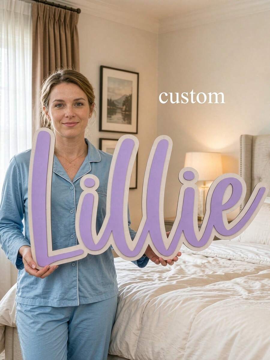 1pc Personalized Custom 26 Letters Acrylic Name Sign, Indoor Decor Nameplate Personalized Baby Room Decoration - Custom Acrylic Double Layer Name Sign, Children's Room Laser Cut Double Layer - Multicolor - View 1