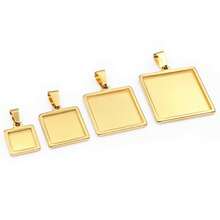 2pcs 10-25mm Inner Size Stainless Steel Square Pendant Cabochons Blank Base Setting Bezel Tray DIY Jewelry Making Accessories - Square Base - View 3