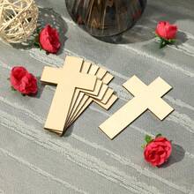 Wooden Cross Ornaments 10Pack – Unfinished Blank Tags For Craft Projects Creative Decorations & Art Supplies - Default - View 7