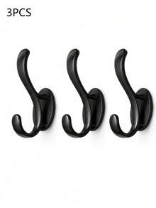 3/5pcs Self-Adhesive Double-Layer Door Hook Rack, Suitable For Umbrellas, Keys, Towels, Bathrobes And Accessories, Space-Saving Storage Organizer, Suitable For Bathroom, Kitchen, Bedroom, Closet And Home Storage, Room Decoration, Bedroom Decoration, Home Decoration, Kitchen - A - View 16