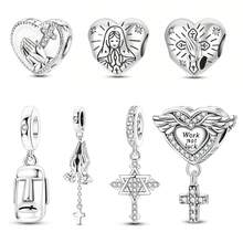 1pc Unique Prayer Bead Silver Cubic Zirconia Cross Safety Clasp, Perfect For Pairing With Original Bracelets, Necklaces And Bangles, For DIY Jewelry Making, Also A Great Birthday Gift For Female Friends. - Silver - View 1