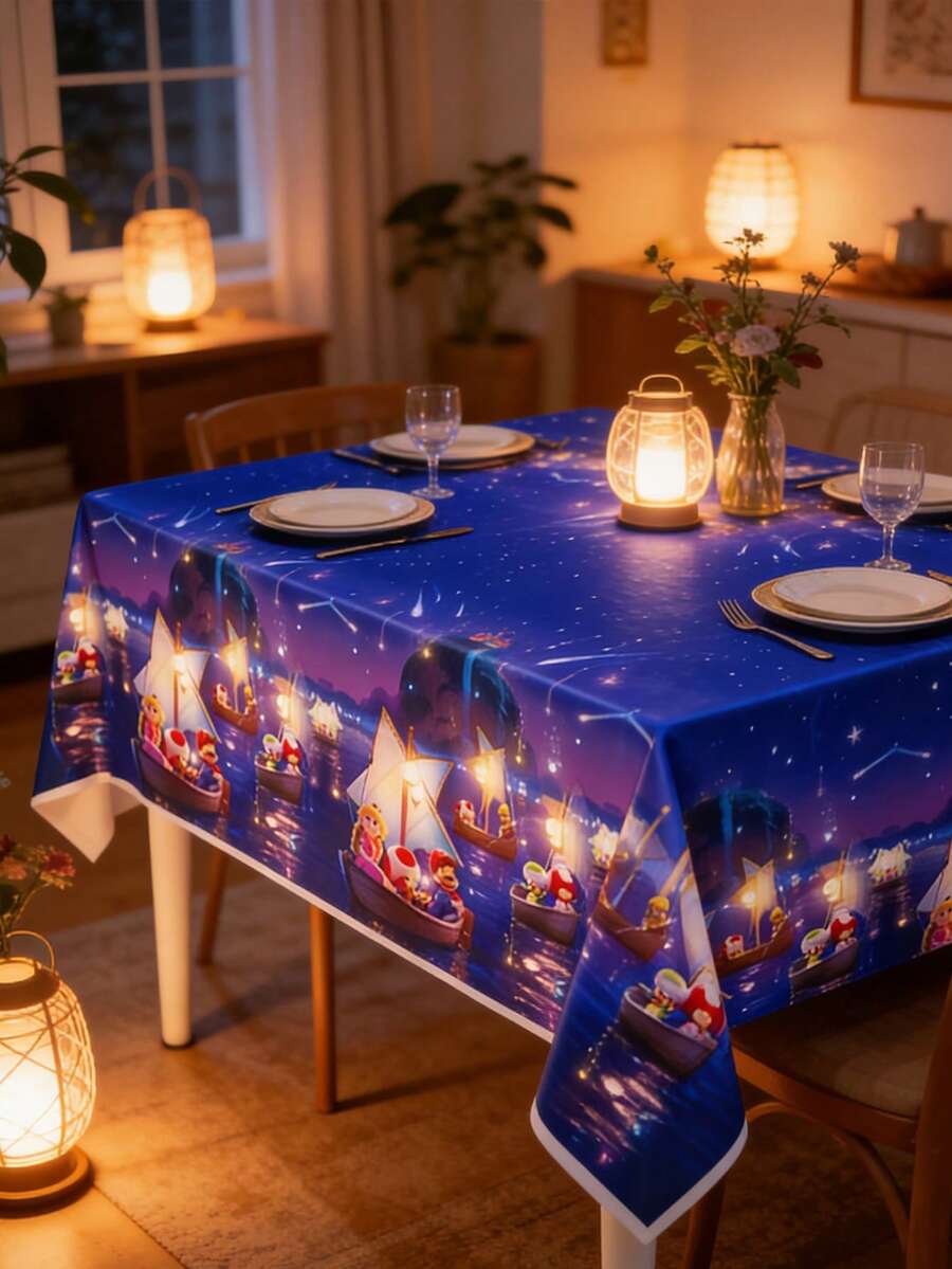 asmodee Multi-Sized Mario-Themed Plastic Tablecloths, Oil-Resistant And Easy To Clean. Ideal For Holiday, Birthday Themed Party And Banquet Table Decorations. - Multicolor - View 1