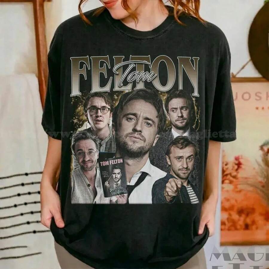 Tom Felton Vintage Graphic Tee - Unisex Shirt - 黑色 - 查看 1