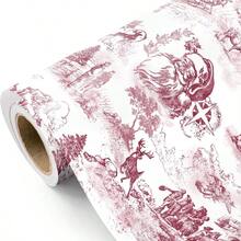 1 Roll Of Wrapping Paper Featuring A Red Santa Claus And Christmas Tree Pattern; Suitable For Christmas, Holiday Decorations, Birthday Parties, Gift Wrapping, And Holiday Gift Boxes-Dimensions: 43 Cm * 500 Cm (17 In * 16.4 Ft) - Multicolor - View 8