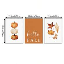 1/3pcs Fall Wall Art Decor Watercolor Pumpkin Maple Leaves Canvas Prints Hello Autumn Sign Vintage Cottagecore Unframed Poster Set For Living Room Dining Room Bedroom Aesthetic Office - Pattern 2 - View 6