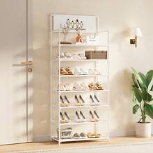 1PC 4-Tier Shoe & Hat Rack With Coat Hooks, Multifunctional Storage Organizer For Bedroom, Entryway, Space-Saving, Easy Assembly, Durable - Multicolor - View 3
