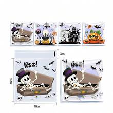 Self-Adhesive Plastic Gift Bags, Suitable For Party Favors And Horror Decor, Reusable 4-In-1 Skull, Bat And Pumpkin Design, Lightweight And Durable, Suitable For Events, Birthdays, Weddings And Corporate Celebrations - Multicolor - View 5