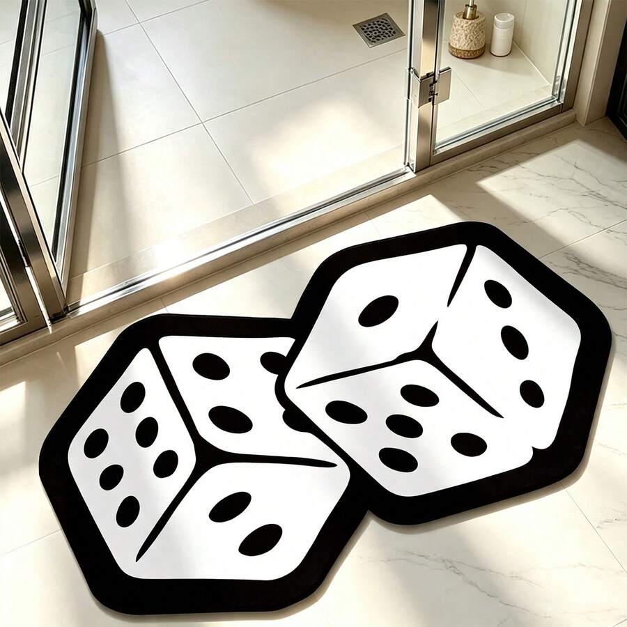 1 buah Karpet Kamar Mandi, Keset dengan Pola Cetak Asimetris Hitam Putih yang Unik, Desain Kontur Artistik, Letakkan di Pintu Masuk Kamar Mandi, Karpet Dekorasi Rumah yang Mudah Dirawat, Meningkatkan Pengalaman di Rumah. Tekstur Lembut, Nyaman di Kaki, Cocok untuk Kamar Mandi, Area Wastafel, Pintu Masuk, dan Lainnya - Hitam - View 1