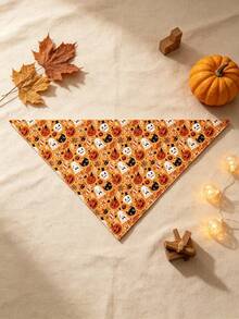 1pc Halloween Dog Bandana, Dog Halloween Costume, 68x48cm Neon Pumpkin And Bat Print Pet Triangle Scarf, Drool Bib, Made Of Soft Fabric, Perfect For Small Dogs, Medium Dogs And Cats Halloween Outfit, Happy Puppy Raising, Cat Accessories, Dog Supplies, 2026 Halloween Decoration - Multicolor - View 7