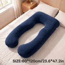 AVXLRQ Cooling U-Shaped Pregnancy Pillow, Full Body Support Maternity Pillow, Removable Polyester Pillowcase, Machine Washable, Soft And Comfortable - Navy Blue - View 10