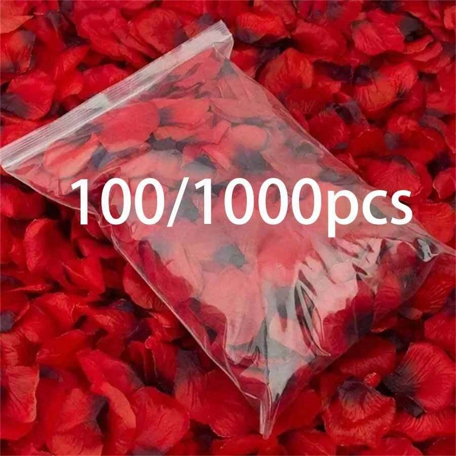 1000/100 Pcs Romantic Red Rose Petals - Decorative Swags For Wedding And Valentine's Day - Artificial Flowers For Party, Event, And Home Decoration - Multicolor - View 1