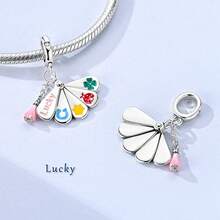 Lucky Japanese Beaded Koi Fish Fan Lucky Cat Pendant Cute Kimono Girl Charm, DIY Bracelet Necklace Making Accessories, Suitable For Vacation And Holidays - Silver - View 3