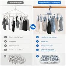 12-Clip Foldable Drying Rack, Suitable For Drying Baby Socks And Towels, Applicable For Nursery, Can Be Used For Storing Baby Supplies - Multicolor - View 6