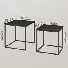 Aseto Set Of 2 Rectangular Coffee Tables Nesting Side End Table Wood Large & Small Nightstand Bedside Board Unit Desk Furniture Decor Living Room Bedroom Home Office Apartment Center Tea Tray Stackable Dual Countertop Multi Color - Black - View 5