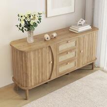 Sideboard With Sliding Doors And Wicker Drawers, Natural Color - Natural - 查看 9
