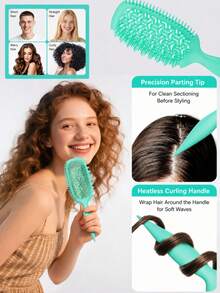 Curl Weave Brush 2合1噴霧梳髮梳，可填充水噴霧梳，尼龍齒，適用於濕髮和乾髮的解結造型梳，撫平毛躁的護髮工具，適合女性和兒童，適用於捲髮、波浪髮和粗髮，旅行和沙龍使用 - 彩色 - 查看 8
