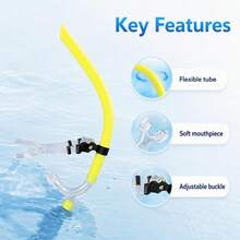 Adult Front-Mounted Swim Training Snorkel, PVC Tube Body With Silicone Mouthpiece, Freestyle Practice Snorkeling Breathing Gear With Adjustable Head Strap - Multicolor - View 4