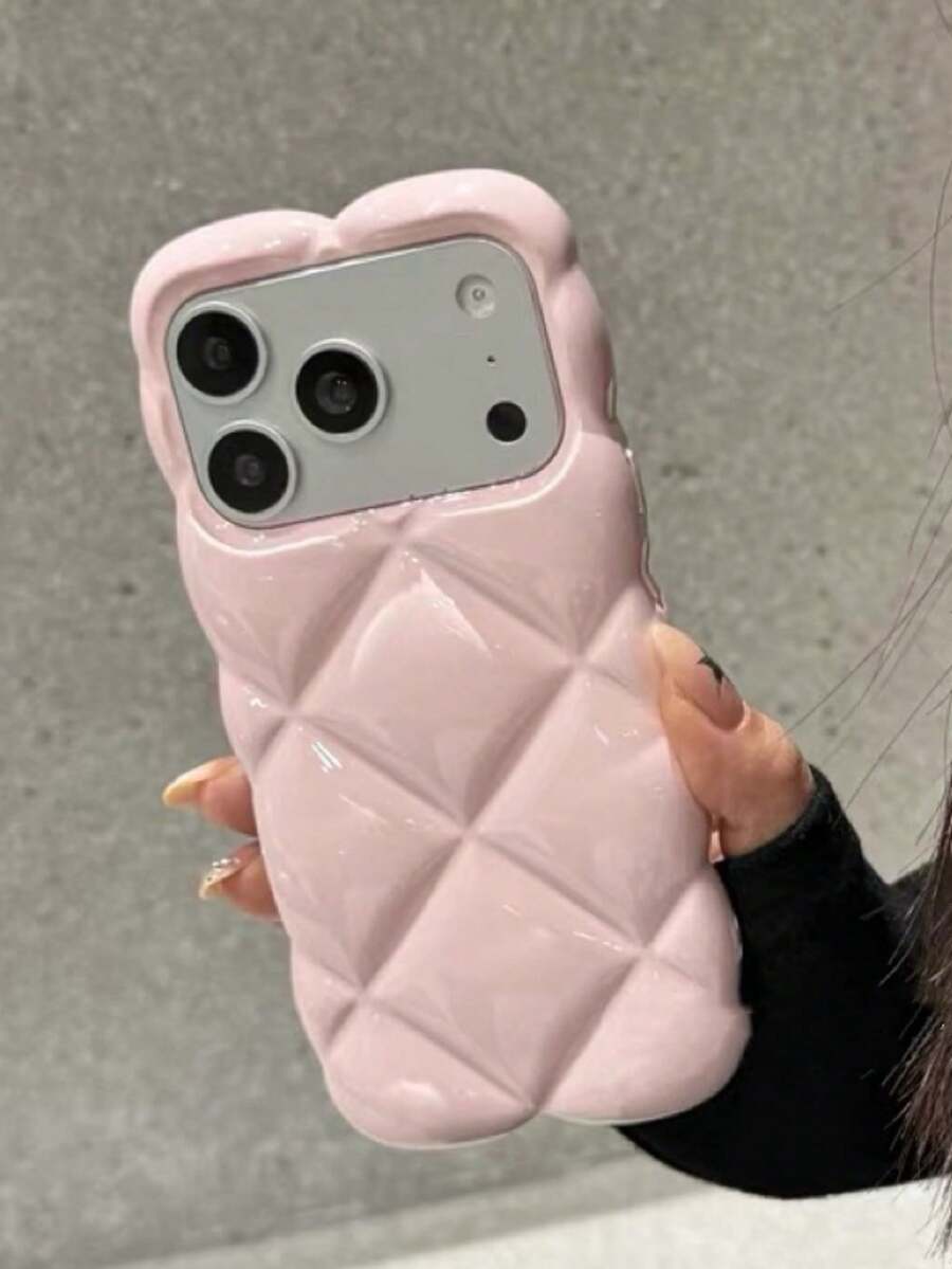高級玫瑰紅鑽石紋矽膠手機殼,適用於 iPhone 14 Pro Max、13、11、12、14 Pro、13 Pro Max,全包覆創意保護殼,適合女生 - 淺粉色 - 查看 1