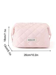 Fashionable Multifunctional Quilted Cosmetic Bag, Portable Zipper Travel Toiletry Bag, Classic Large Capacity Puffy Makeup Organizer, Casual Handbag, Warm Down-Like Texture Small Bag, Suitable For Vacation Travel, Weekend Trips And College Dorm Daily Use - Multicolor - View 12