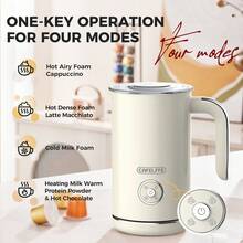 CAFELFFE 4-In-1 Electric Milk Frother, Automatic Steam Milk Frother, Precise Temperature Control, Easy To Use, 304 Stainless Steel, Suitable For Hot And Cold Chocolate, Latte, Cappuccino, And Other Drinks, White, 500W - EU F Type Plug(220-240V) - View 2