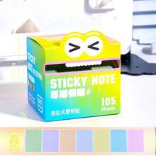 105pcs Cute Gradient Pull-Out Sticky Notes, Green, Rainbow And Pink, Pearl Transparent Material, Multiple Tones, With Storage Box, Suitable For Notes, Desk Organization, Birthday Gifts Or Party Favor Bags - Multicolor - View 14