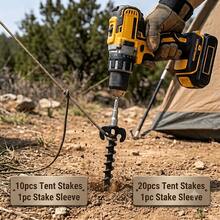 10/20pcs Heavy Duty Spiral Tent Stakes With 1 Sleeve - 7.9 Inch Screw-In Ground Anchors For Camping, Beach, Inflatable Equipment And Garden Lawn - Durable Outdoor Wind-Resistant Stakes - Black - View 7