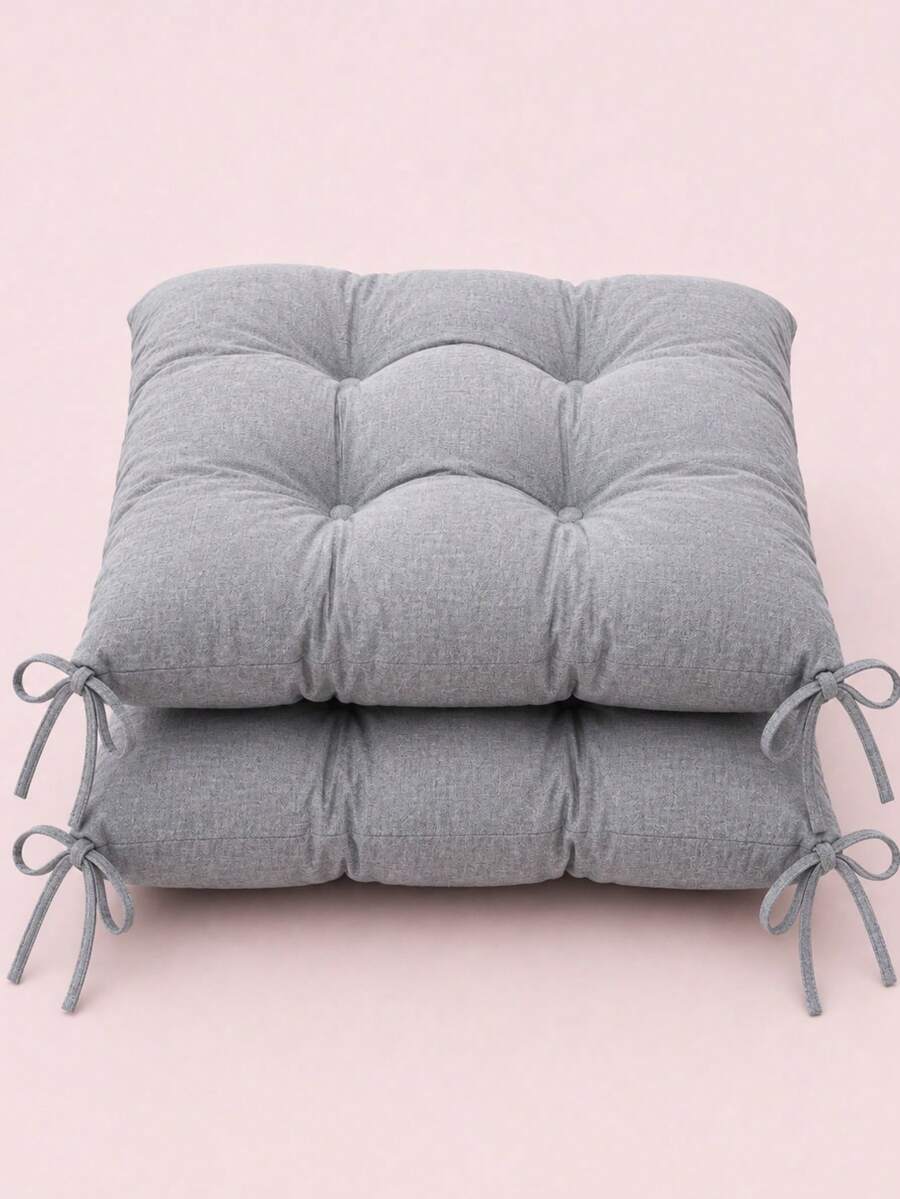 2 Pieces Set Soft Polyester Chair Cushions, Made In Turkey, Machine Washable & Durable, 40 * 40 Cm Seat Pads For Dining, Kitchen, Garden, Office & Cafe Chairs - Light Grey - View 1