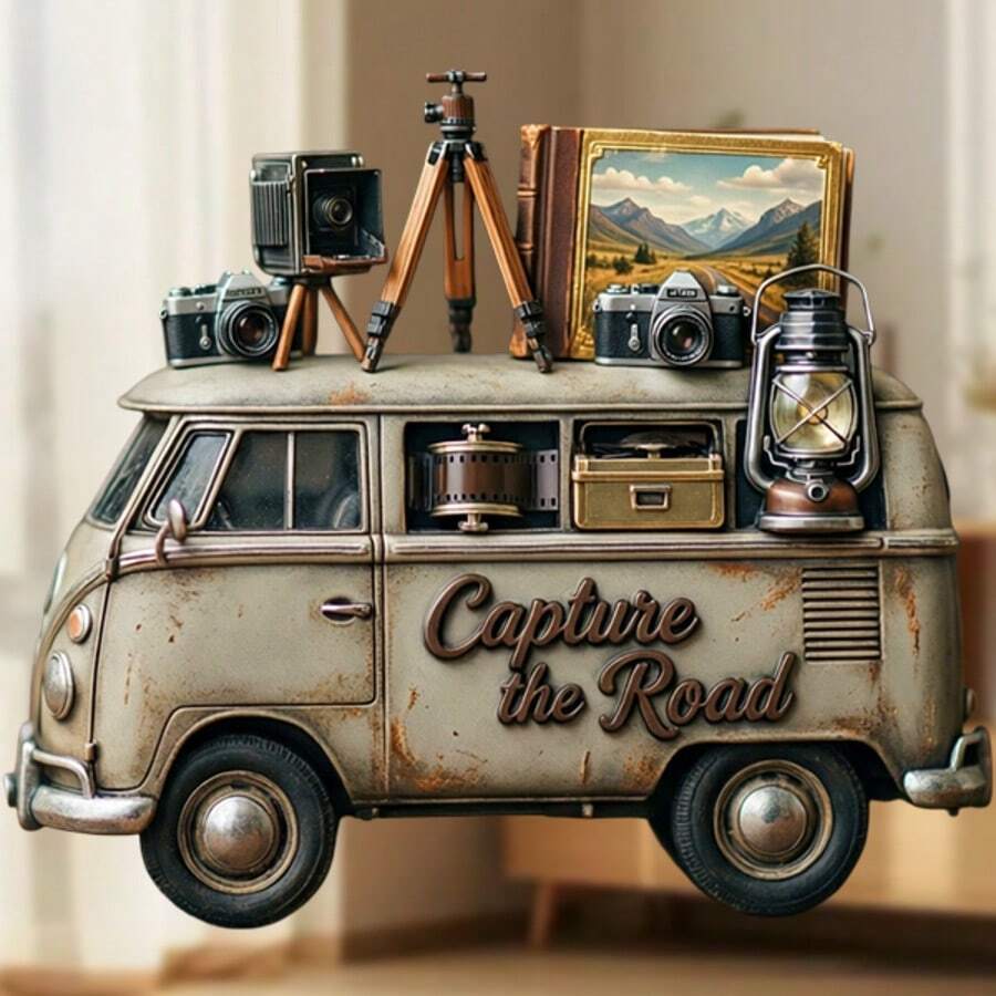 Capture The Road 復古露營車造型相機,附電影相機與靜謐旅途博物館紀念品,適用於家中所有金屬表面 - I - 查看 1