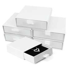 10pcs Small White Cardboard Jewelry Boxes With Lid And Sponge Lining, Ring Earring Necklace Jewelry Display Storage Box, Holiday Party Gift Box For Friends And Family - White - View 1