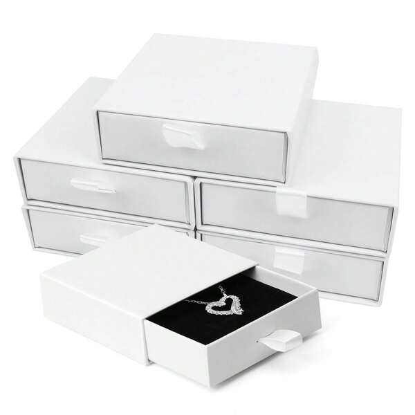 Paquete de 10 Cajas de Cartón Blancas Pequeñas para Joyas con Tapa e Inserto de Esponja, Estuche de Almacenamiento y Exhibición de Joyas para Anillos, Pendientes y Collares, Cajas de Regalo para Fiestas y Festivales para Amigos y Familia