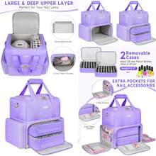 Nail Polish Organizer Holds 80+ Bottles, Nail Polish Carrying Case With 2 Removable Bags, Nail Organizers And Storage For Nail Tech, Portable Nail Supplies Holder, Mother Day Gift For Women Grils - Purple - View 10