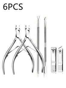 PYDESA 12/6/4/1pc Professional Cuticle Care Set, Stainless Steel Nail Clipper, Pliers, Pusher, Trimmer Set, Manicure Pedicure Tools For Removing Dead Skin And Calluses, Home Salon Nail Care Tools - Silver - View 6